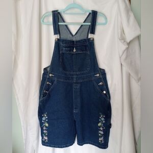 Carolina Bay Embroidered Denim Bibbed Shorts Large Y2K